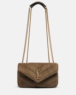 Saint Laurent Loulou Mini Suede Shoulder Bag - White