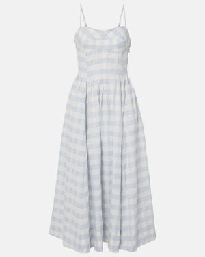Jonathan Simkhai Kittiya Gingham Cotton-Fil Coupe Midi Dress - White