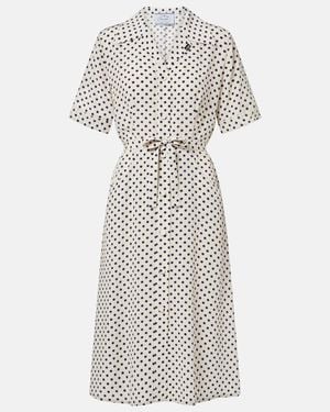 Prada Polka-Dot Silk Shirt Dress - White