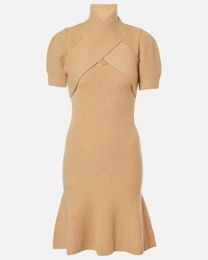 Patou Scarf-Detail Wool And Cashmere Minidress - Natural