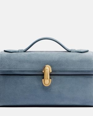 SAVETTE Henkeltasche Symmetry Pochette Mini Aus Veloursleder - Blau