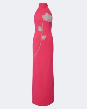 Rebecca Vallance Starlight Floral Embellished Crepe Gown - Pink