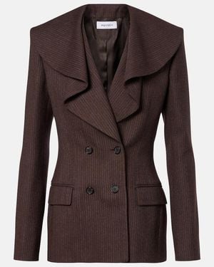 McQueen Draped Pinstripe Wool Blazer - Brown