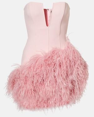 David Koma Feather-Trimmed Minidress - Pink