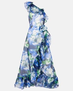 Costarellos Carmea Floral Silk Organza Maxi Dress - Blue