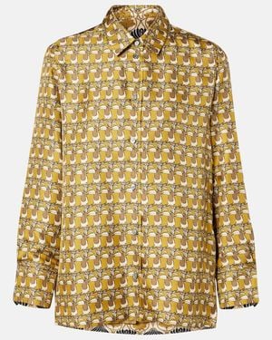 Max Mara Printed Reversible Silk Shirt - Yellow