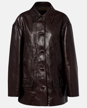 Balenciaga Oversized Leather Car Coat - Black