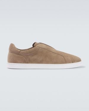 Magnanni Open Suede Trainers - Natural