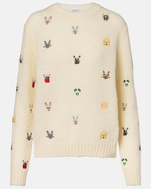 Loewe X Louis Wain Embroidered Wool Jumper - Natural