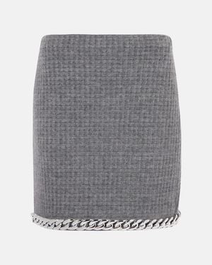 Tory Burch Chain-Detail Waffle-Knit Wool-Blend Miniskirt - Grey