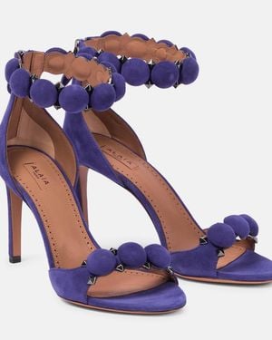 Alaïa Alaia La Bombe 90 Suede Sandals - Blue