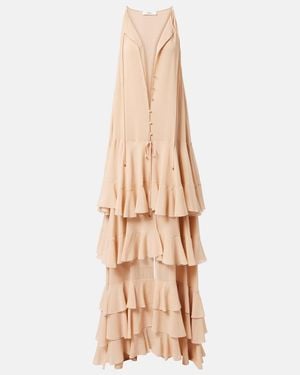 Chloé Tiered Silk Georgette Maxi Dress - Natural