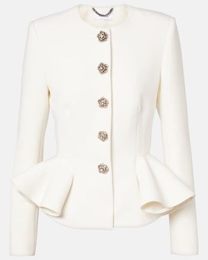 Safiyaa Tomomi Embellished Peplum Jacket - White