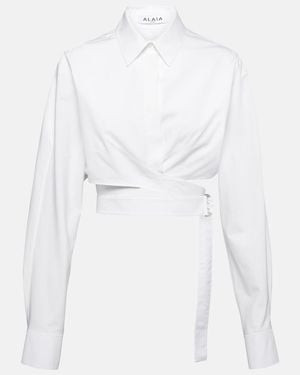 Alaïa Crossover Poplin Long-Sleeved Shirt - White