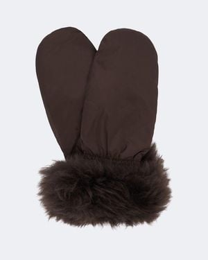 Yves Salomon Shearling-Trimmed Down Mittens - Brown