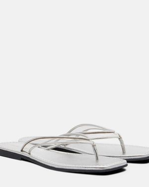 Veronica Beard Clea Leather-Trimmed Pvc Thong Sandals - White