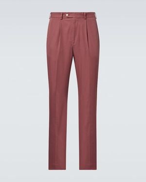 dunhill Cotton Straight Trousers - Red