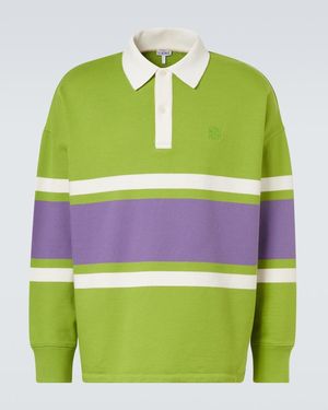 Loewe Striped Cotton Polo Jumper - Green
