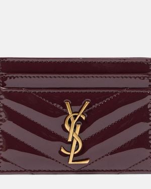 Saint Laurent Cassandre Patent Leather Card Holder - Purple