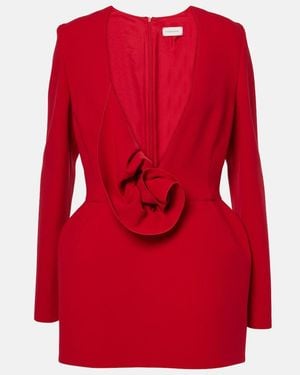 Magda Butrym Floral-Applique Wool-Blend Minidress - Red