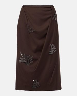 JACQUES WEI Embellished Midi Skirt - Brown