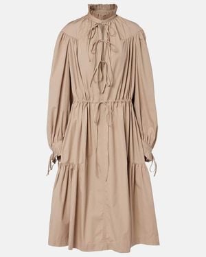 Dries Van Noten Vestido Camisero De Algodon Con Volantes - Neutro
