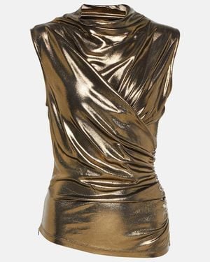 Blumarine Draped Metallic Top - Green