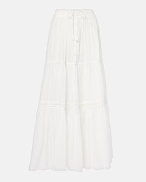 Poupette Tiered Cotton Maxi Skirt - White