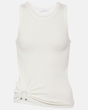 Rabanne Ring-Detail Cotton-Blend Jersey Tank Top - White
