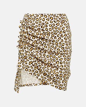 Rabanne Leopard-Print Jersey Miniskirt - White