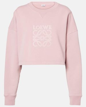 Loewe Sudadera Cropped De Algodon Con Anagrama - Rosa