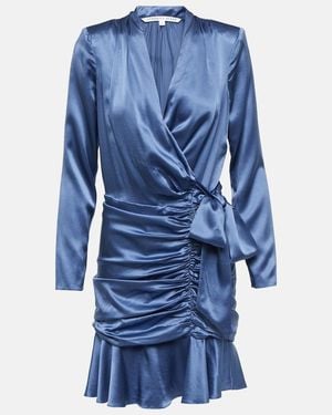 Veronica Beard Agatha Silk-Blend Satin Wrap Dress - Blue