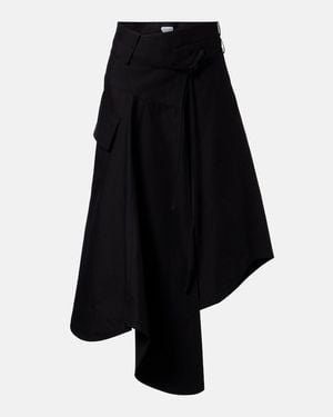 Bottega Veneta Asymmetric Cotton Midi Skirt - Black