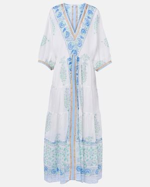 Juliet Dunn Paisley Cotton Maxi Dress - Blue
