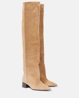 KHAITE Andee 40 Suede Over-The-Knee Boots - Natural