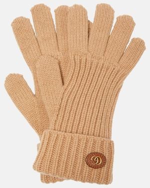 Gucci Wool Cashmere Gloves With Double G - Natural