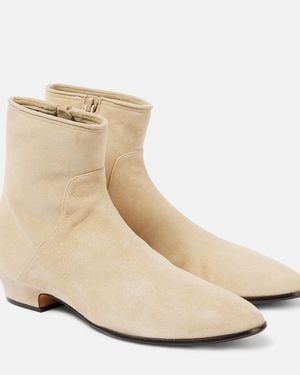 The Row Awar 25 Suede Ankle Boots - Natural