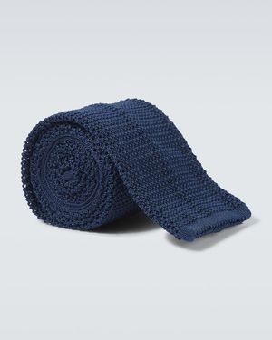 Rubinacci Knitted Silk Tie - Blue