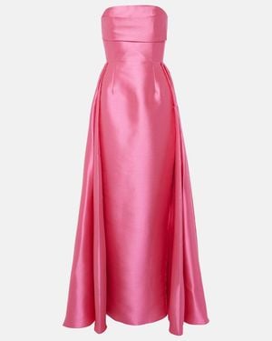 Solace London Strapless Satin Twill Gown - Pink