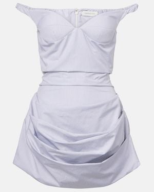 Magda Butrym Striped Draped Cotton Poplin Bustier Dress - Blue