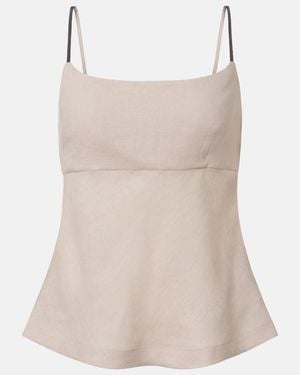 Brunello Cucinelli Monili Linen Top - Natural