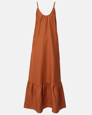 Adriana Degreas Linen-Blend Maxi Dress - Brown