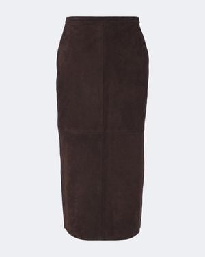 Nour Hammour Bleistiftrock Alana Aus Veloursleder - Braun