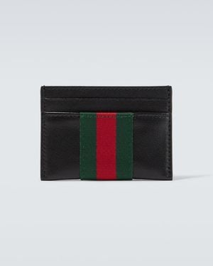 Gucci Kartenetui Web Trademark Aus Leder - Schwarz