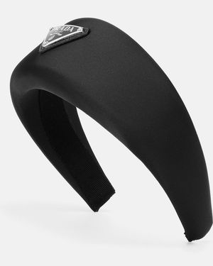 Prada Logo-Embellished Satin Headband - Black