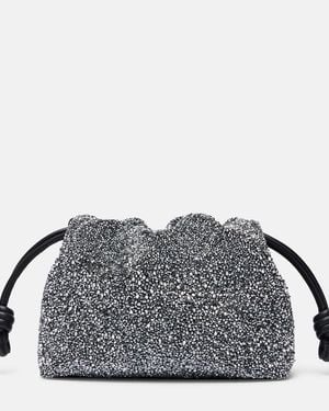 Loewe Flamenco Mini Beaded Clutch - Grey