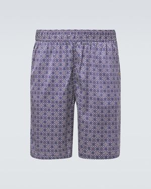 Frescobol Carioca Palma Silk-Blend Bermuda Shorts - Blue