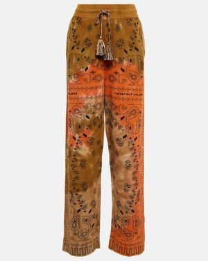 Alanui Bandana Tie-dye Cotton Pique Trousers - Orange