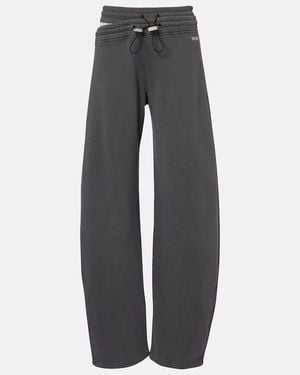 The Attico Cotton Jersey Barrel-Leg Sweatpants - Gray