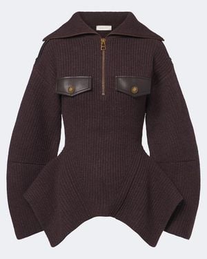 Zimmermann Valiant Wool-Blend Half-Zip Sweater - Brown